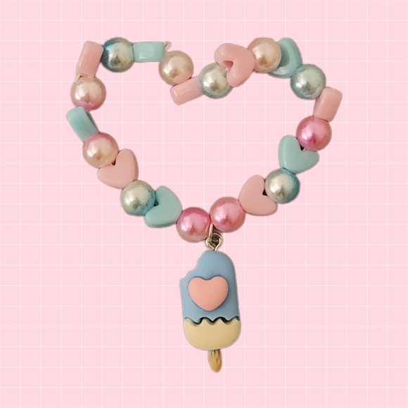 Handmade Jewelry - Beaded Heart Popsicle Charm Bracelet